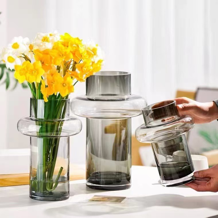 创意简约ins风高颜值玻璃花瓶透明插花器干鲜花水培瓶子