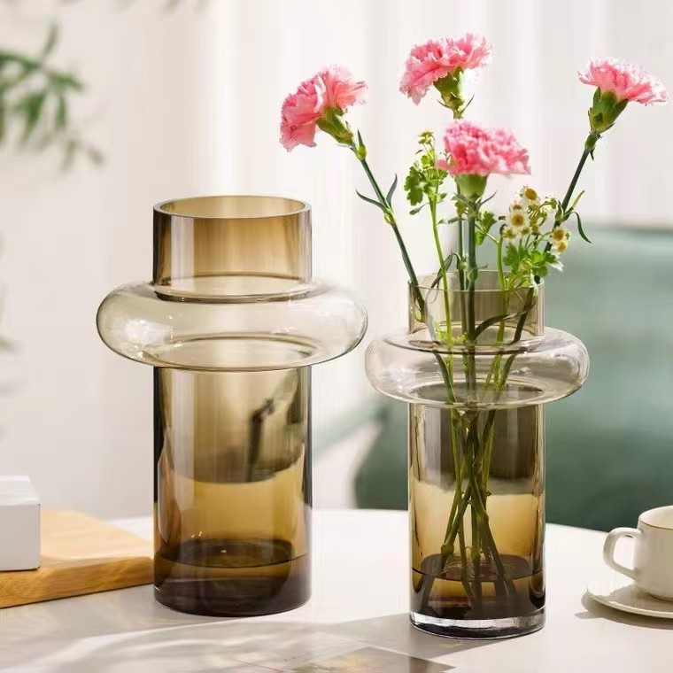 创意简约ins风高颜值玻璃花瓶透明插花器干鲜花水培瓶子